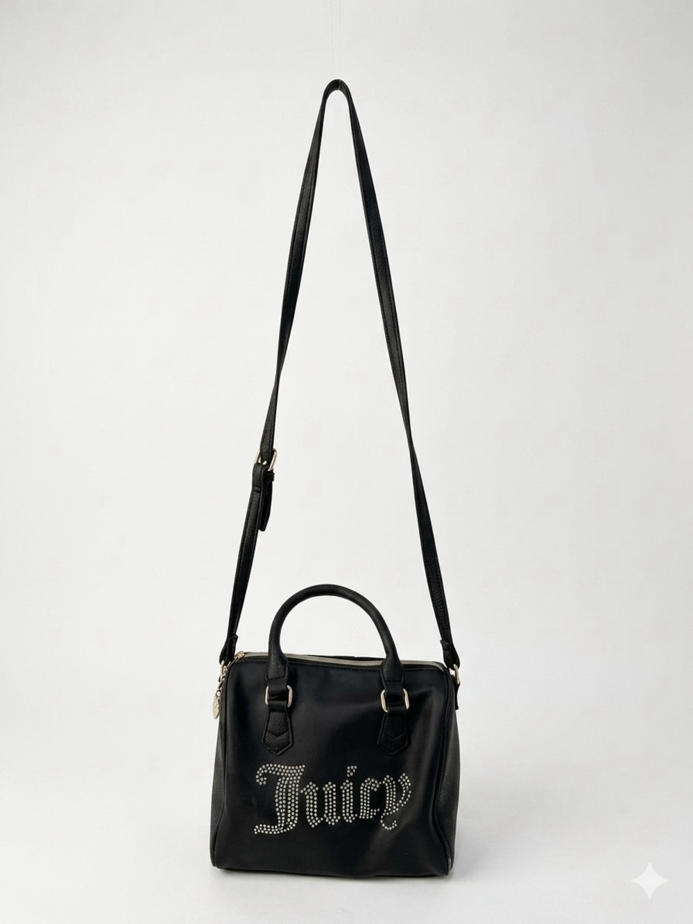 Juicy Couture Black Rhinestone Satchel Crossbody Bag McBling Y2K
